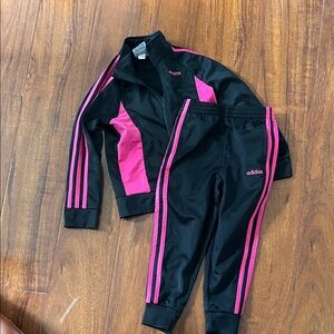 adidas Black and Pink Girls' Training Track Jacket & Pants